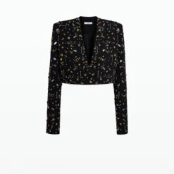 Crainelle Black & Celestial Scatter Embroidery Jacket -Cheap dresses store AW23 J130.1E95 HC BLACK CS EMB SILVER GOLD PACKSHOT pkf gradient 2500x2500 5d2192b7 885d 4af4 bdea 1e6325435b92