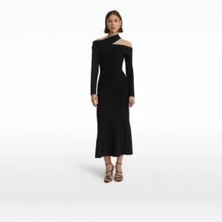 Tuiren Black Knit Midi Dress