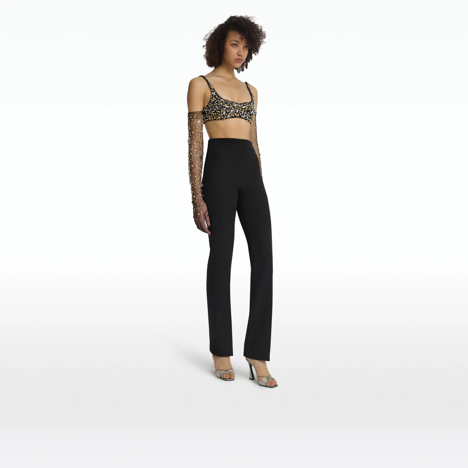 Sophe Black & Celestial Scatter Embroidery Top - Image 4