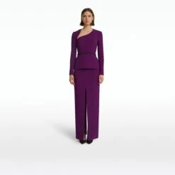 Nadia Currant Top With Embroidered Belt