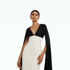 Angelina Ivory & Black Long Dress -Cheap dresses store CORE DL546.1 HC BLACK IVORY ECOM d1 2500x2500 square