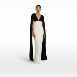Angelina Ivory & Black Long Dress