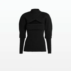 Carine Black Knit -Cheap dresses store EL21 KN66.1 BLACK PACKSHOT pkf 2500x2500 square