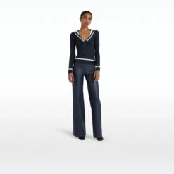 Odette Navy & Ivory Knit