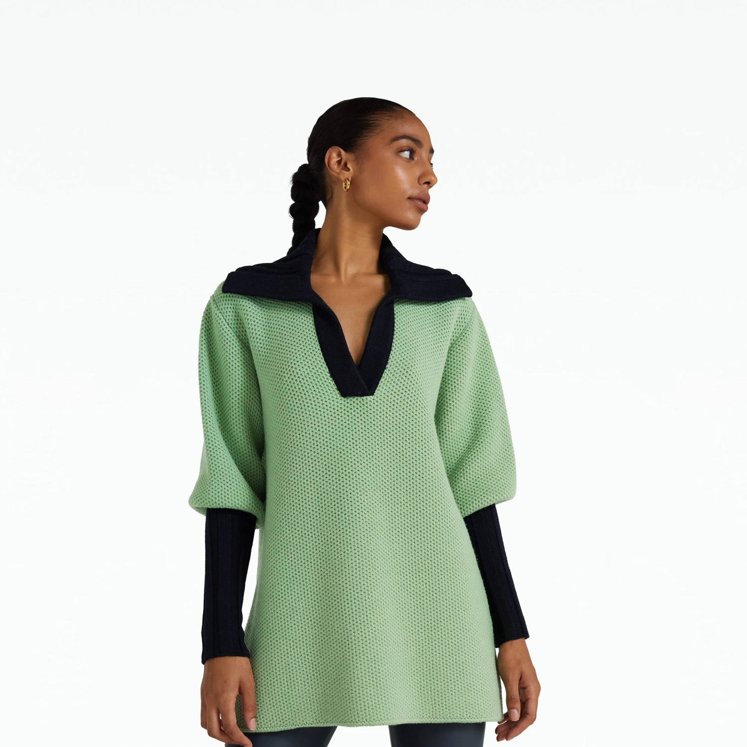 Leonie Sage & Navy Knit 3 Leonie Sage & Navy Knit - Image 3