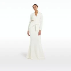 Favara Ivory Curled Leaf Embroidered Top