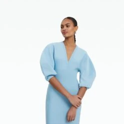 Kiera Pale Blue Knit Midi Dress -Cheap dresses store PF22 KN128.1 V PALEBLUE ECOM d1 2500x2500 square