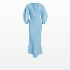 Kiera Pale Blue Knit Midi Dress -Cheap dresses store PF22 KN128.1 V PALEBLUE PACKSHOT pkf