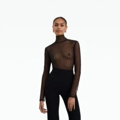 Trace Black Pintucked Tulle Top -Cheap dresses store PF22 T481.1 TU BLACK P57.1 HC BLACK ECOM d1 2500x2500 square