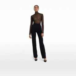 Trace Black Pintucked Tulle Top