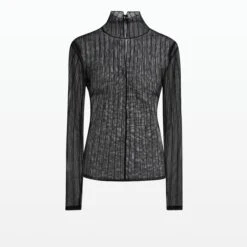 Trace Black Pintucked Tulle Top -Cheap dresses store PF22 T481.1 TU BLACK PACKSHOT pkf