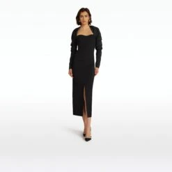 Romane Black Midi Dress