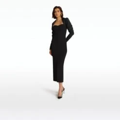 Romane Black Midi Dress -Cheap dresses store PF23 D505.1 HC BLACK FLL BLACK ECOM si 2500x2500 square