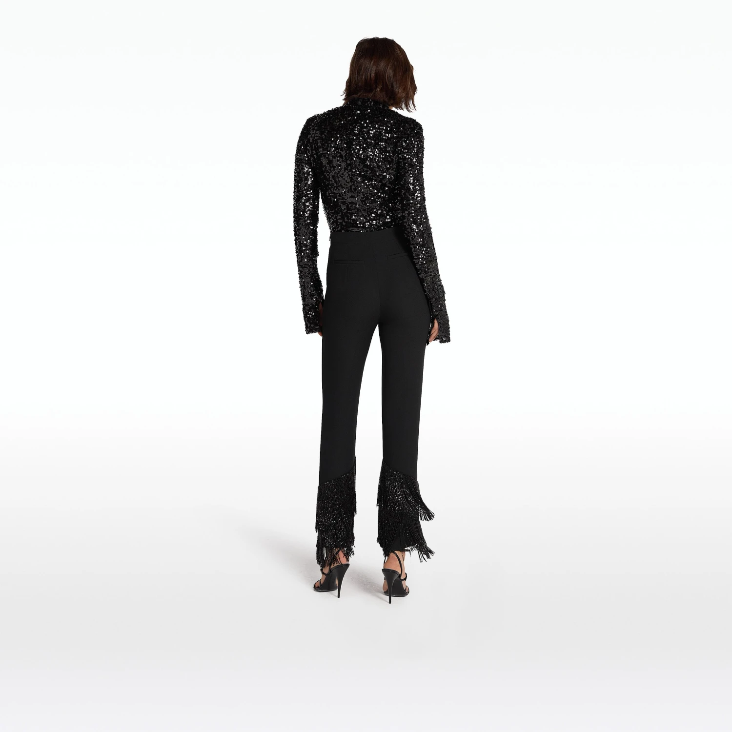 Mari Black Deco Fringe Trousers 2 Mari Black Deco Fringe Trousers - Image 2