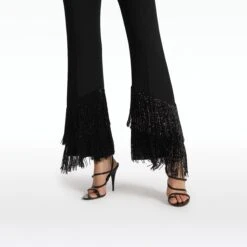Mari Black Deco Fringe Trousers 7 Mari Black Deco Fringe Trousers -Cheap dresses store PF23 T481.2 FLS BLACK P89.1E77 HC BLACK DCF EMB BLACK ECOM d2 2500x2500 square
