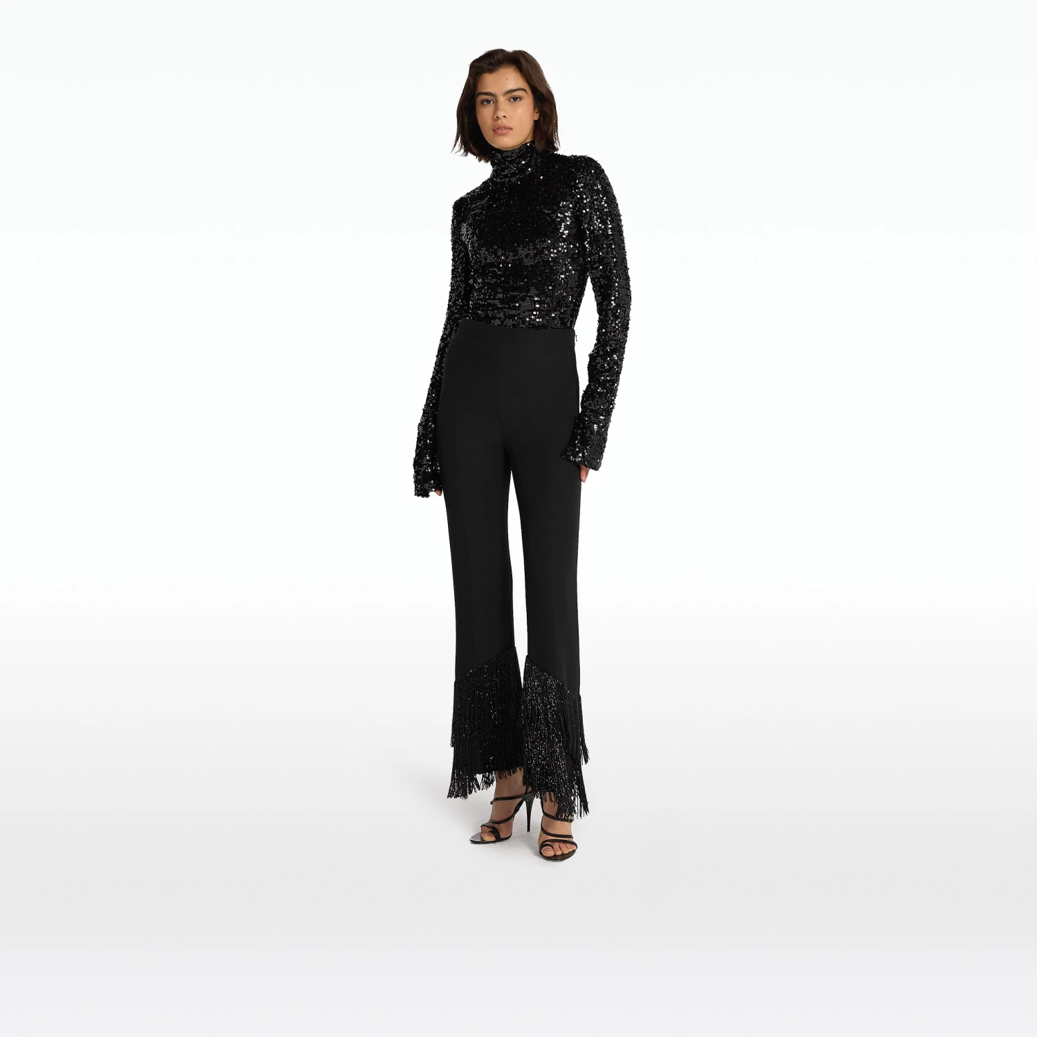 Mari Black Deco Fringe Trousers 1 Mari Black Deco Fringe Trousers