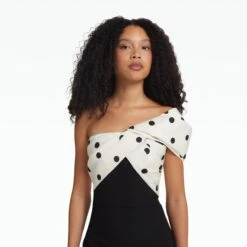 Bushra Black & Egret/ Black Midi Dress -Cheap dresses store PF24 D879.1 HC BLACK PBP EGRET BLACK ECOM d1 2500x2500 square