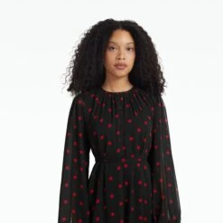 Affiyah Black & Lacquer Red Long Dress -Cheap dresses store PF24 DL873.1 PG BLACK LACQUERRED ECOM d1 2500x2500 square
