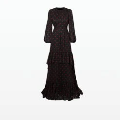 Affiyah Black & Lacquer Red Long Dress -Cheap dresses store PF24 DL873.1 PG BLACK LACQUERRED PACKSHOT pkf gradient 2500x2500 b8621e7e 9ba0 4140 aebe e8262ef718a3