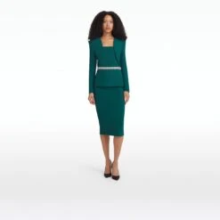 Samuela Alpine Green Top With Embroidered Belt