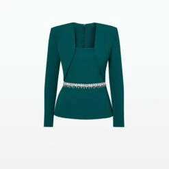 Samuela Alpine Green Top With Embroidered Belt -Cheap dresses store PF24 T581.1 BE68.1E151 HC ALPINEGREEN AT EMB CRYSTAL PACKSHOT pkf gradient 2500x2500 3ac4fee9 da3d 44f2 9097 dfbc0a783a6b