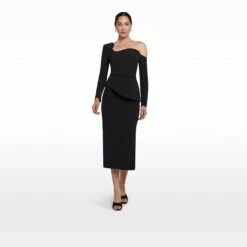 Constanza Black Midi Dress