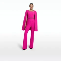 Cinzia Wild Strawberry Jumpsuit With Embroidered Belt