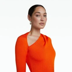 Leonie Flame Knit Midi Dress -Cheap dresses store RS23 KN149.1 TBK FLAME ECOM d1 2500x2500 square