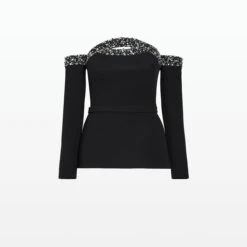 Roisin Black Top -Cheap dresses store RS23 T507.1E61 HC BLACK CTA EMB SMOKE BLACK PACKSHOT pkf 2500x2500 square