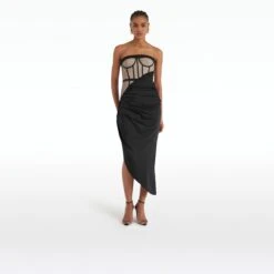Ames Black Midi Dress
