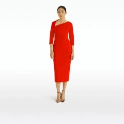 Duan Cherry Red Midi Dress