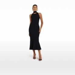 Chasca Black Knit Midi Dress
