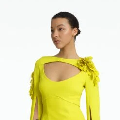 Mila Chartreuse Embroidered Short Dress -Cheap dresses store SS23 D522.1E82 HC CHARTREUSE FL EMB CHARTREUSE ECOM d1 2500x2500 square