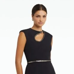 Carina Black Top With Embroidered Belt -Cheap dresses store SS23 T530.1E71 BE68.1E71 HC BLACK MD EMB GUNMETAL.SK33.1 HC BLACK ECOM d1 2500x2500 square