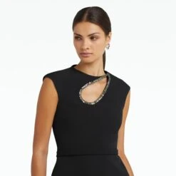 Carina Black Top -Cheap dresses store SS23 T530.1E71 HC BLACK MD EMB GUNMETAL.P87.1 HC BLACK ECOM d1 2500x2500 square