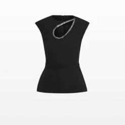 Carina Black Top -Cheap dresses store SS23 T530.1E71 HC BLACK MD EMB GUNMETAL PACKSHOT pkf 2500x2500 square