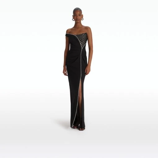 Aubrey Black Long Dress -Cheap dresses store SS24 DL785.1E141 HC BLACK HCL BLACK CWC EMBCRYSTAL ECOM ALT2 fr 2500x2500 square