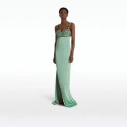 Natali Sea Foam Long Dress