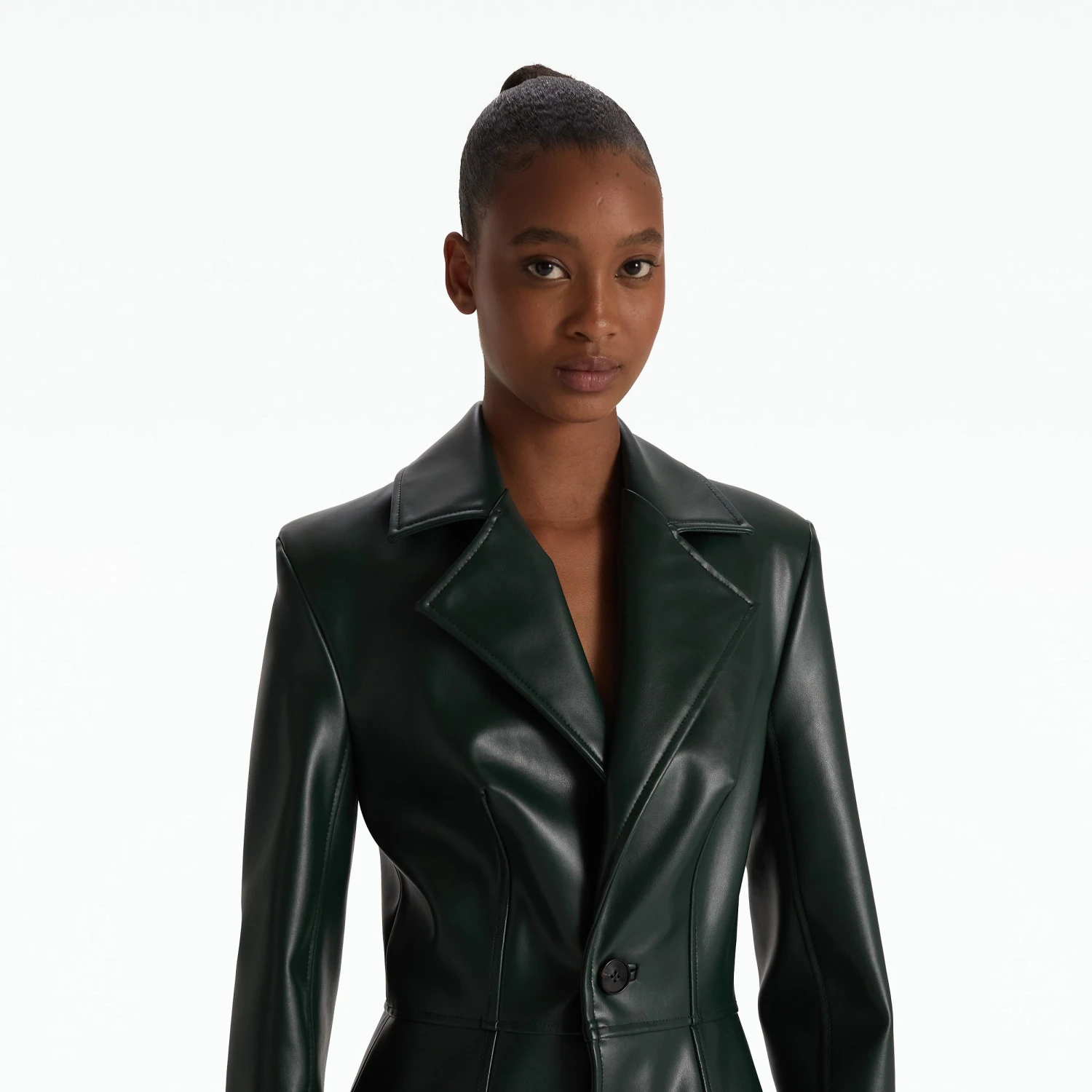 Willow Darkest Spruce Vegan Leather Coat 3 Willow Darkest Spruce Vegan Leather Coat - Image 3