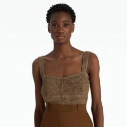 Geena Gold Knit Top -Cheap dresses store SS24 KN175.1 MA GOLD P116.1 TNG DEEPBROWN ECOM d1 2500x2500 square